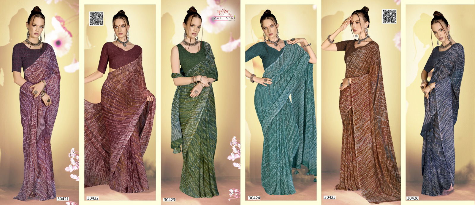 Arnika Vol 8 By Vallabhi Floral Printed Georgette Saree Wholesale Shop In Surat
